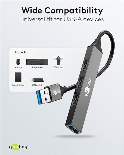 Goobay USB 3.2 Hub 4 Θυρών με σύνδεση USB-A Γκρι (74456) - Image 4
