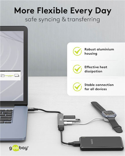 Goobay USB 3.2 Hub 4 Θυρών με σύνδεση USB-A Γκρι (74456) - Image 6