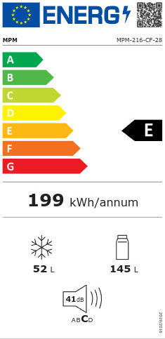 MPM Ψυγείο Δίπορτο 197lt Total NoFrost Υ142.4xΠ54xΒ56εκ. Μαύρο MPM-216-CF-28 - Image 3