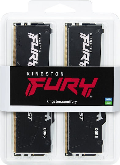 Kingston Fury Beast RGB DDR5 64GB RAM με 2x32GB Modules και Ταχύτητα 6400 για Desktop KF564C32BBEAK2-64 - Image 3