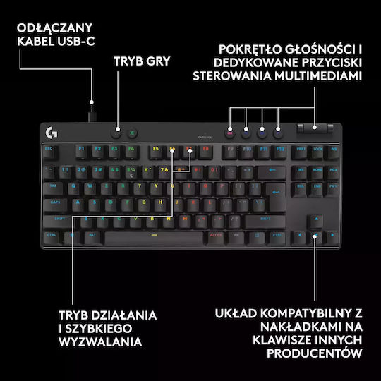 Logitech Pro X TKL Rapid Gaming Πληκτρολόγιο Tenkeyless με Magnetic διακόπτες και RGB φωτισμό (Αγγλικό US) - Image 5
