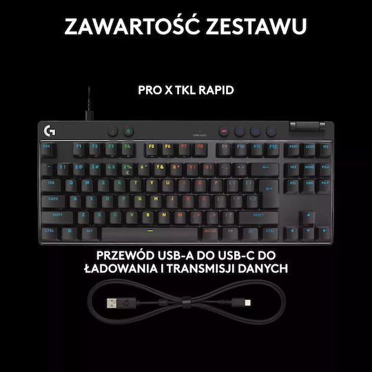 Logitech Pro X TKL Rapid Gaming Πληκτρολόγιο Tenkeyless με Magnetic διακόπτες και RGB φωτισμό (Αγγλικό US) - Image 7