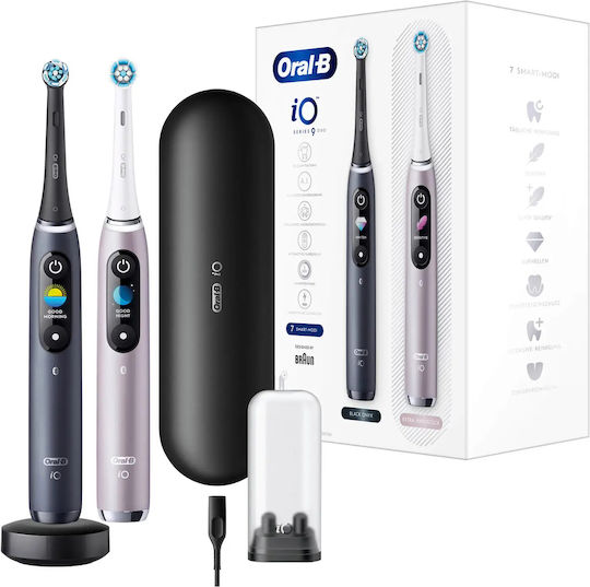 Oral-B iO Series 9 Duo Ηλεκτρική Οδοντόβουρτσα με Χρονομετρητή, Αισθητήρα Πίεσης και Θήκη Ταξιδίου Black Onyx / Rose Quartz Διπλή Συσκευασία - Image 5