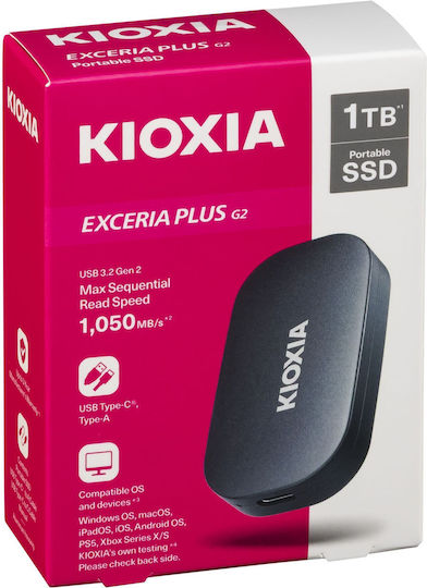 Kioxia EXCERIA PLUS G2 USB 3.2 / USB-C Εξωτερικός SSD 1TB Μαύρο - Image 2