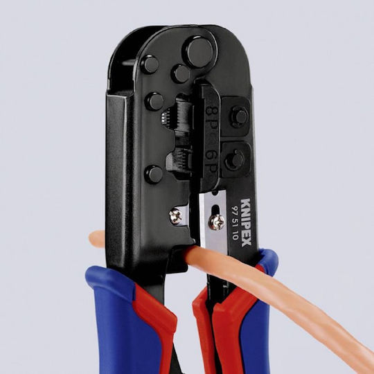 Knipex Πρέσα Ακροδεκτών Δικτύου RJ12, RJ45 με Απογυμνωτή & Μηχανισμό Καστάνιας (Μήκος 190mm) 97 51 10 - Image 5