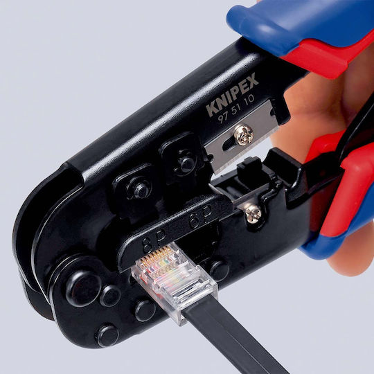 Knipex Πρέσα Ακροδεκτών Δικτύου RJ12, RJ45 με Απογυμνωτή & Μηχανισμό Καστάνιας (Μήκος 190mm) 97 51 10 - Image 8