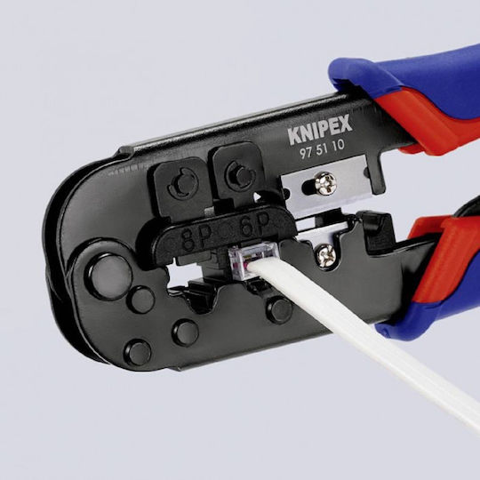 Knipex Πρέσα Ακροδεκτών Δικτύου RJ12, RJ45 με Απογυμνωτή & Μηχανισμό Καστάνιας (Μήκος 190mm) 97 51 10 - Image 4