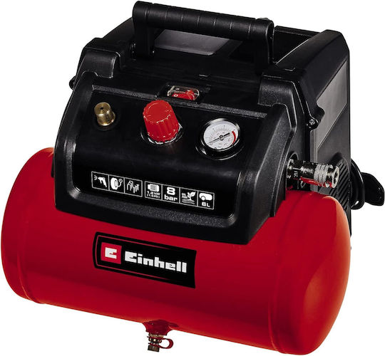 Einhell Tc-ac 190 6 Μονοφασικό Κομπρεσέρ Αέρος 97dB με Ισχύ 1.6hp και Αεροφυλάκιο 6lt