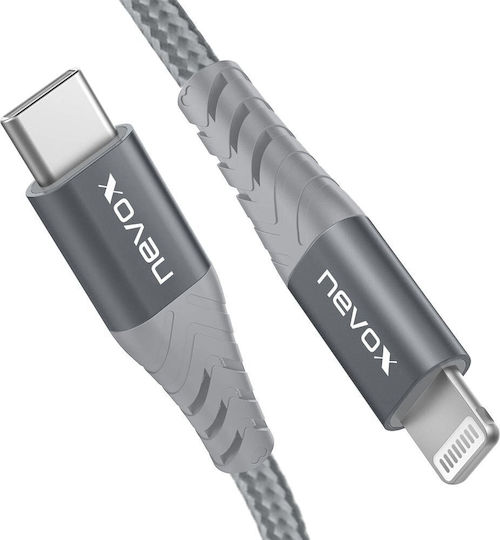 Nevox Braided USB 2.0 Cable USB-C male - Lightning Γκρι 1m (LC-1885) - Image 5