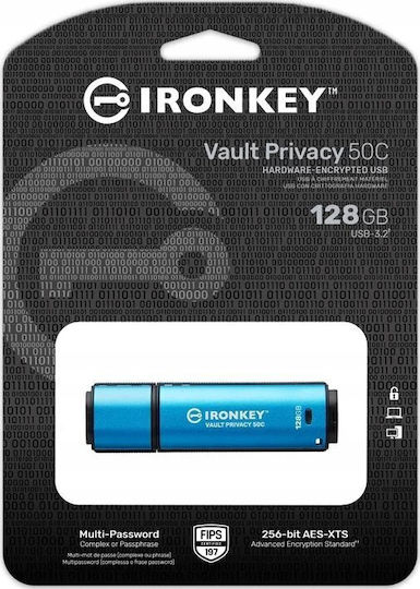 Kingston IronKey Vault Privacy 50 128GB USB 3.2 Stick με σύνδεση USB-C Μπλε - Image 3