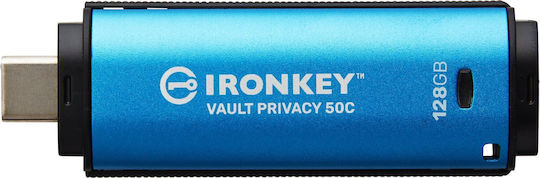 Kingston IronKey Vault Privacy 50 128GB USB 3.2 Stick με σύνδεση USB-C Μπλε - Image 4