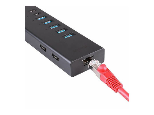 Lindy Dst-mini Duo USB-C / USB-A Docking Station με 4K PD Ethernet και σύνδεση 2 Οθονών Γκρι - Image 3