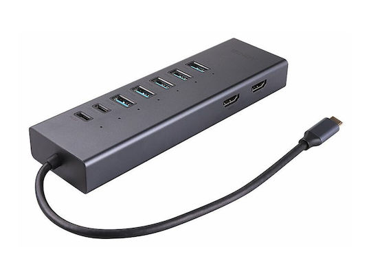 Lindy Dst-mini Duo USB-C / USB-A Docking Station με 4K PD Ethernet και σύνδεση 2 Οθονών Γκρι - Image 4