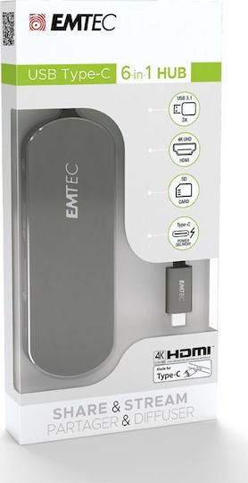 Emtec T650C USB 3.1 Hub 6 Θυρών με σύνδεση USB-C (ECHUBT650C) - Image 4