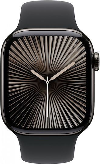 Apple Watch Series 10 Cellular Titanium 42mm Αδιάβροχο με eSIM και Παλμογράφο (Slate with Black Sport Band) - Image 2