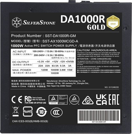 Silverstone DA1000R 1000W Μαύρο Τροφοδοτικό Υπολογιστή Full Modular 80 Plus Gold - Image 8