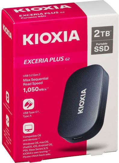 Kioxia Exceria Plus G2 USB 3.2 / USB-C Εξωτερικός SSD 2TB Μαύρο - Image 2
