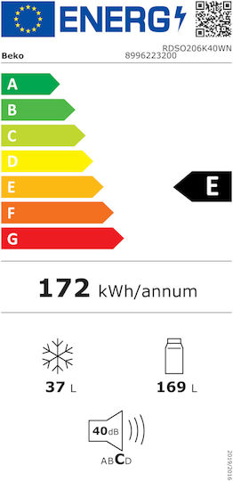 Beko Ψυγείο Δίπορτο 206lt Υ143xΠ54.5xΒ55.5εκ. Λευκό RDSO206K40WN - Image 3