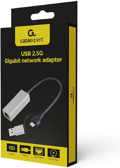 Gembird A-USB3AC-LAN2G-01 USB-C Αντάπτορας Δικτύου για Ενσύρματη σύνδεση Ethernet - Image 3