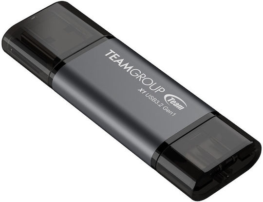 TeamGroup X1 64GB USB 3.2 Stick με σύνδεση USB-A & USB-C Γκρι