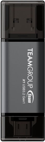 TeamGroup X1 64GB USB 3.2 Stick με σύνδεση USB-A & USB-C Γκρι - Image 2