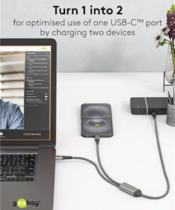 Alternative view of Goobay Καλώδιο Usb-c 2x Usb-c 75739 60w 480mbps 1.5m Γκρι
