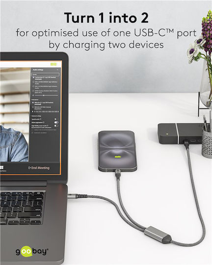 Goobay Καλώδιο Usb-c 2x Usb-c 75739 60w 480mbps 1.5m Γκρι - Image 2