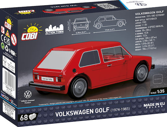 Cobi 24613 Volkswagen Golf Car 1974-1983 Red 1:35 68 Pieces - Image 5