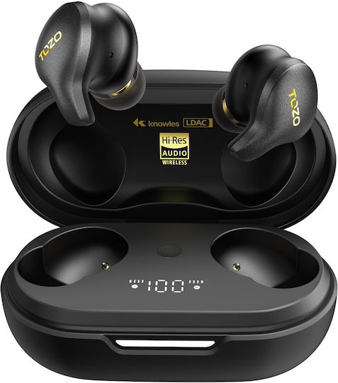 Tozo Golden X1 In-ear Bluetooth Handsfree Ακουστικά με Αντοχή στον Ιδρώτα και Θήκη Φόρτισης Μαύρα