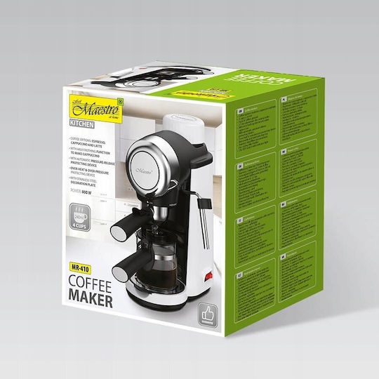 Maestro Μηχανή Espresso 800W Πίεσης 3.5bar Καφέ MR-410 - Image 5