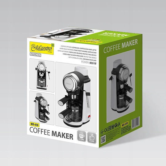 Maestro Μηχανή Espresso 800W Πίεσης 3.5bar Καφέ MR-410 - Image 6
