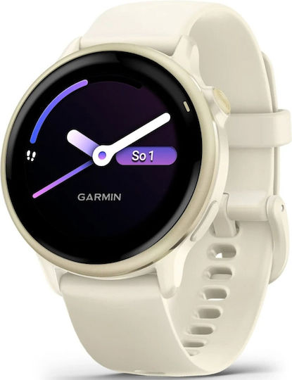 Garmin Vivoactive 6 Aluminium 42mm Αδιάβροχο Smartwatch με Παλμογράφο (Lunar Gold with Bone Band)