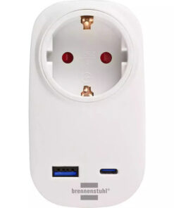 Brennenstuhl Φορτιστής Χωρίς Καλώδιο με Θύρα USB-A και Θύρα USB-C 20W Power Delivery Λευκός (1508210010)