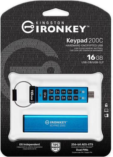 Kingston IronKey Keypad 200C 16GB USB 3.2 Stick με σύνδεση USB-C Μπλε - Image 4
