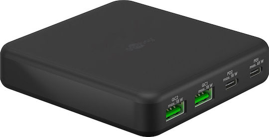 Goobay Βάση Φόρτισης GaN με 2 Θύρες USB-A και 2 Θύρες USB-C 65W Power Delivery σε Μαύρο χρώμα (65813)