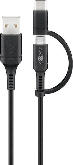 Goobay Regular USB to Lightning / micro USB Cable Μαύρο (71892) - Image 3