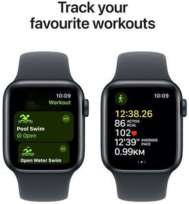 Apple Watch SE 2024 Aluminium 44mm Αδιάβροχο με Παλμογράφο (Midnight με Midnight Sport Band (M/L)) - Image 3