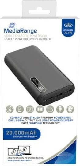 MediaRange MR756 Power Bank 20000mAh με 2 Θύρες USB-A και Θύρα USB-C Power Delivery / Quick Charge 3.0 Μαύρο - Image 7