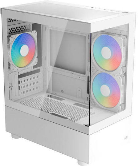 Aerocool Viewport Mini V2 Gaming Mini Tower Κουτί Υπολογιστή με Πλαϊνό Παράθυρο και RGB Φωτισμό Μαύρο