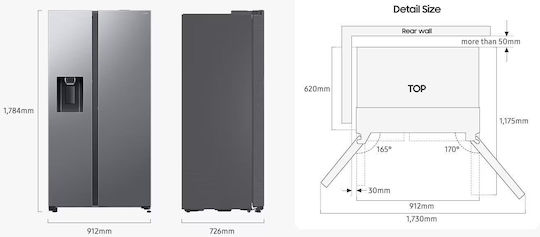 Samsung Ψυγείο Ντουλάπα 640lt Total NoFrost Υ178.4xΠ91.2xΒ72.6εκ. Μαύρο RS80F64KEFEF - Image 8
