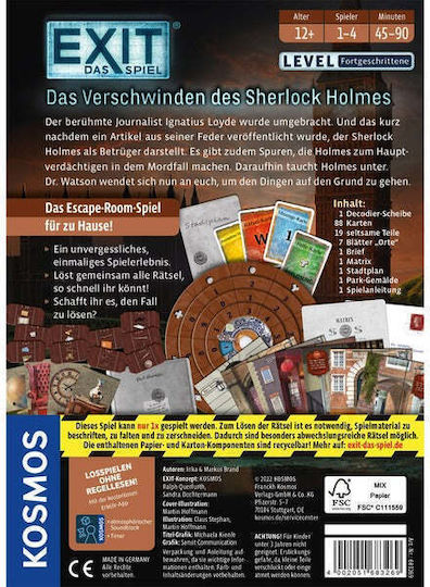 Επιτραπέζιο Παιχνίδι The Disappearance Of Sherlock Holmes για 1-4 Παίκτες 12+ Ετών 683269 (GER) Kosmos - Image 4