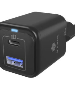 Alternative view of Icy Box Φορτιστής Χωρίς Καλώδιο GaN με Θύρα USB-A και Θύρα USB-C 20W Power Delivery Μαύρος (IB-PS1020-PD)