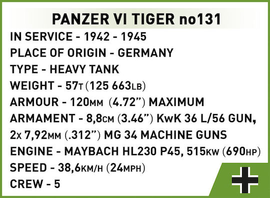 Cobi Τουβλάκια Panzer VI Tiger Νο131 για 7+ Ετών 1275τμχ - Image 11