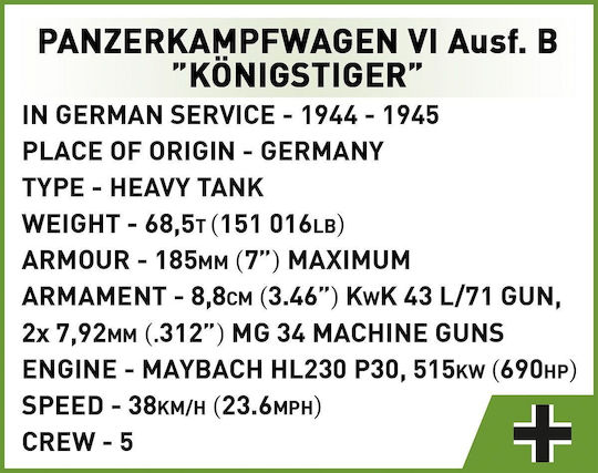 Cobi Τουβλάκια Panzer VI Ausf. B King Tiger για 9+ Ετών 802τμχ - Image 12