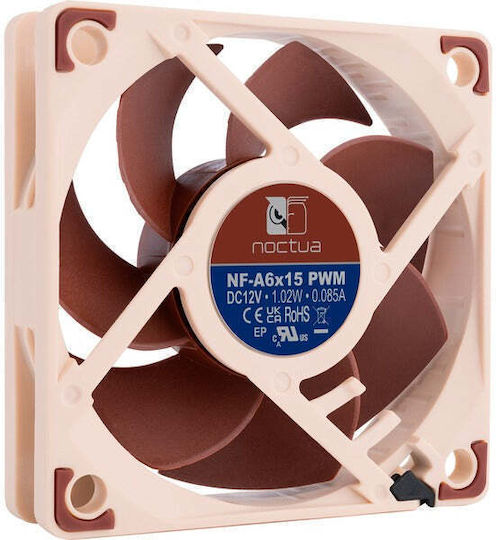 Noctua NF-A6x15 PWM Case Fan 60mm με Σύνδεση 4-Pin Καφέ - Image 2