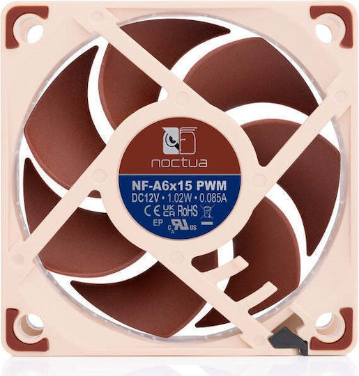 Noctua NF-A6x15 PWM Case Fan 60mm με Σύνδεση 4-Pin Καφέ - Image 3
