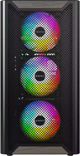 Montech XR Wood Gaming Midi Tower Κουτί Υπολογιστή με Πλαϊνό Παράθυρο και ARGB Φωτισμό Μαύρο - Image 2