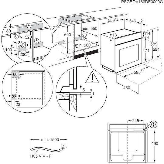 AEG 7000 Mealassist Φούρνος άνω Πάγκου 71lt Π59.5εκ. Μαύρος - Image 7