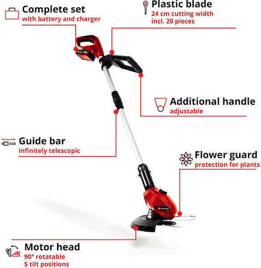 Einhell GE-CT 18 Li Kit Χορτοκοπτικό Ώμου / Χειρός Μπαταρίας 18V 2.15kg 3411197 - Image 5
