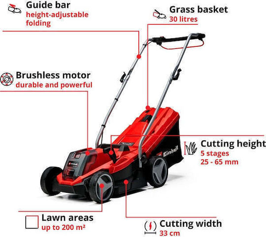 Einhell GE-CM 18/33 Li Μηχανή Γκαζόν Μπαταρίας 18V 3413260 - Image 7